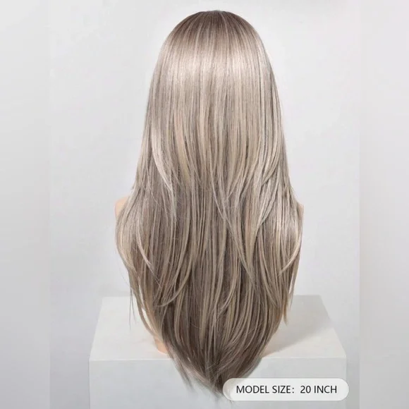 NEW Long Layered Grey Blonde Hair Lace Wig 30 inch Grey And Black Hair 13x4 Body Wave Lace Front Wig  main image 3